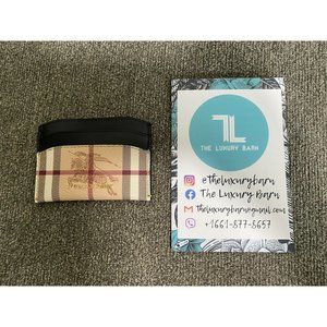 Burberry Black Izzy Haymarket Check Leather Card Holder